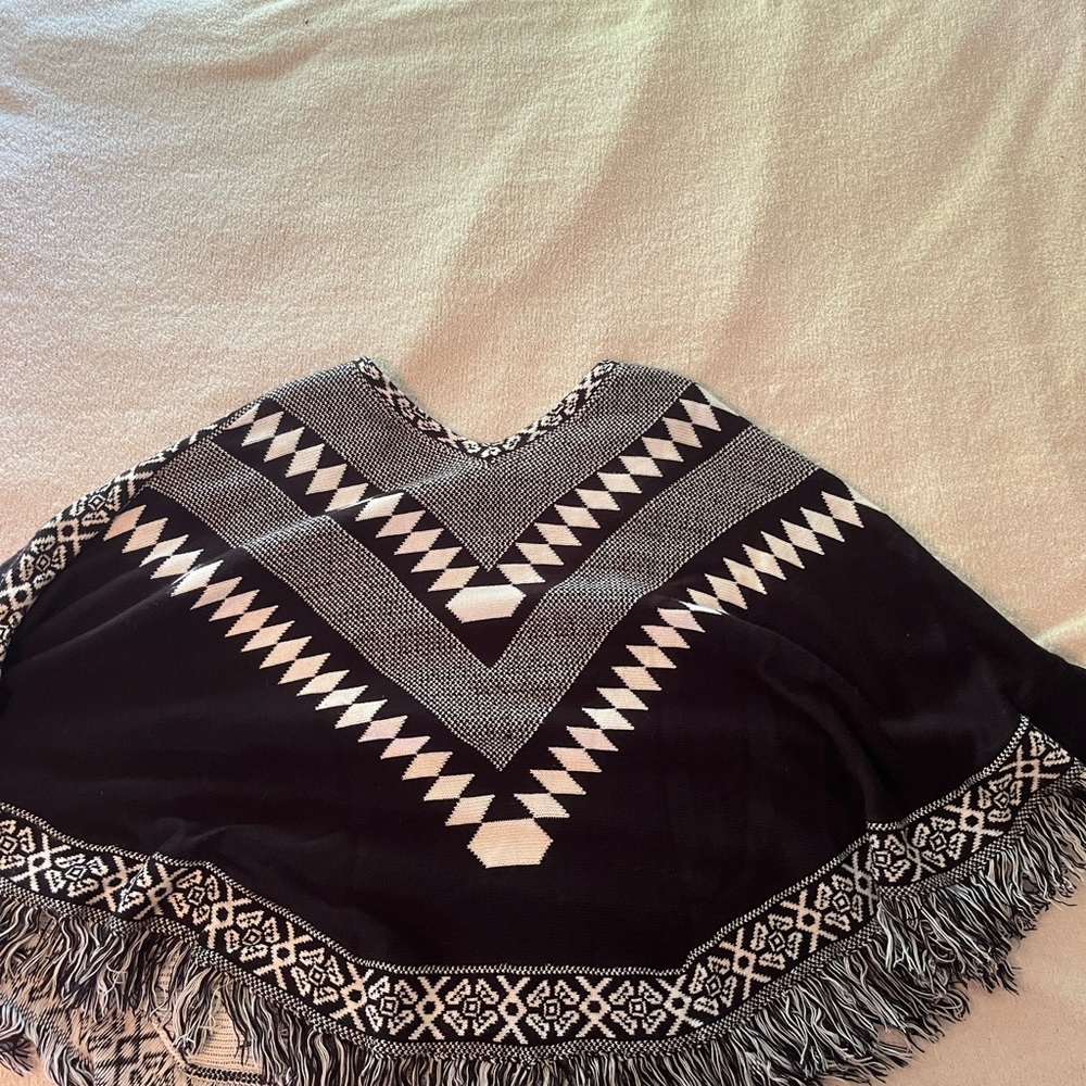 Black and white poncho